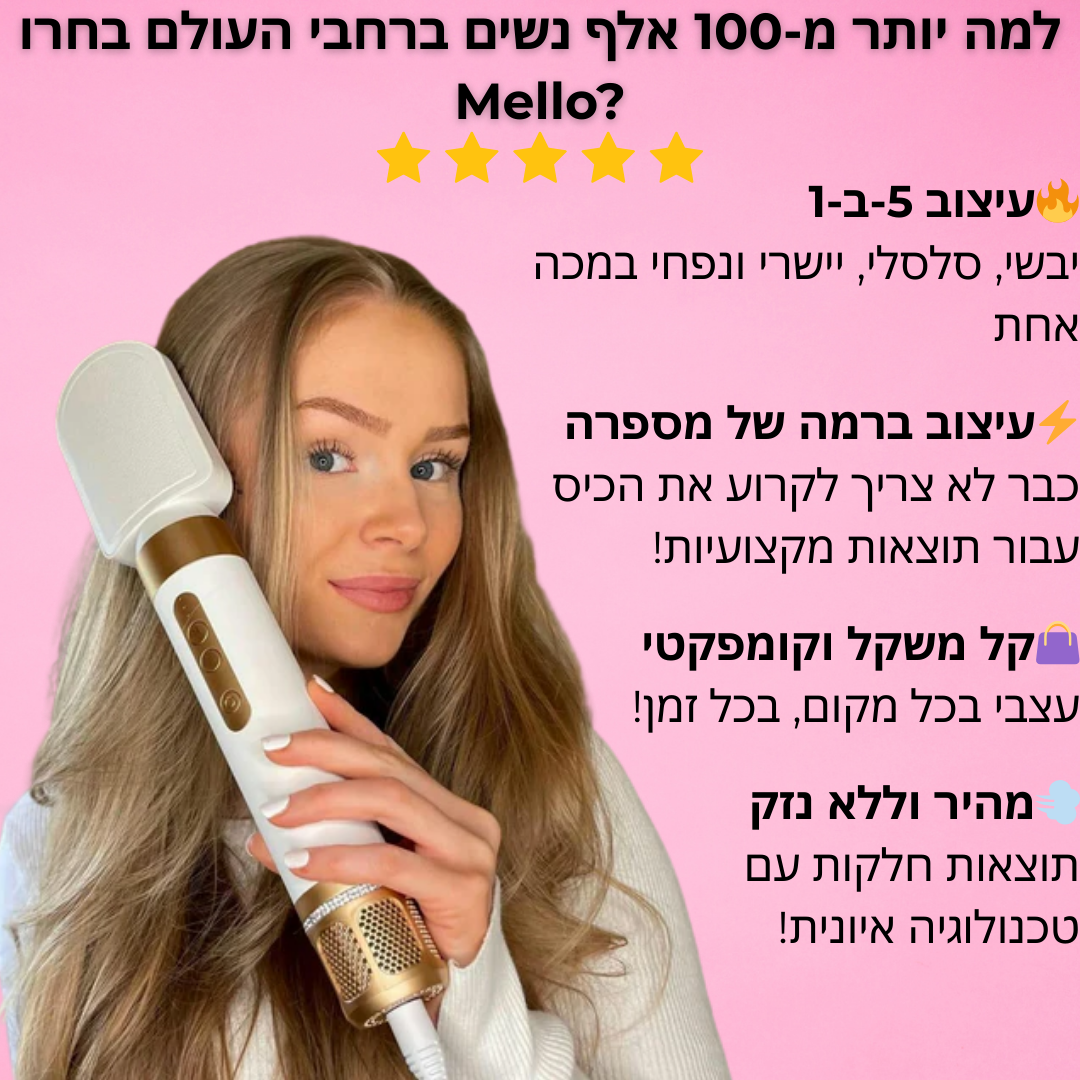Mello. AirWavey™ PRO  – "תוצאה של מעצב יוקרתי, בלי לצאת מהבית – בכל רגע שתרצי!"